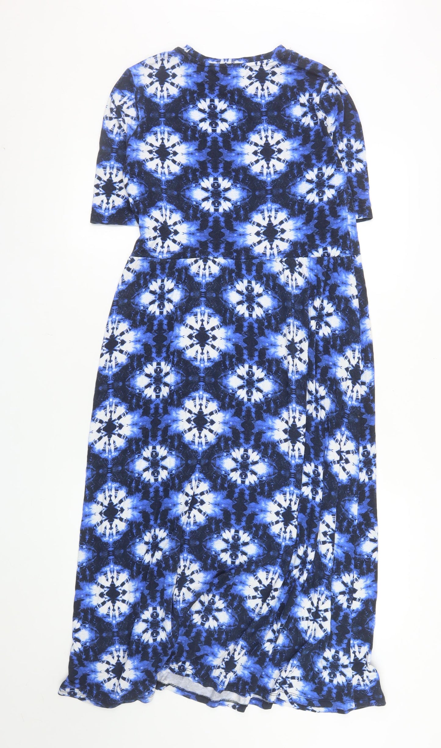 Marks and Spencer Women Blue Size 10 Tie Dye Midi T-Shirt Dress