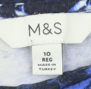 Marks and Spencer Women Blue Size 10 Tie Dye Midi T-Shirt Dress