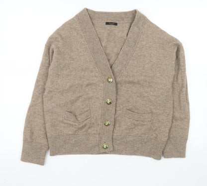 Massimo Dutti Womens Beige Wool Cashmere Cardigan Size 12