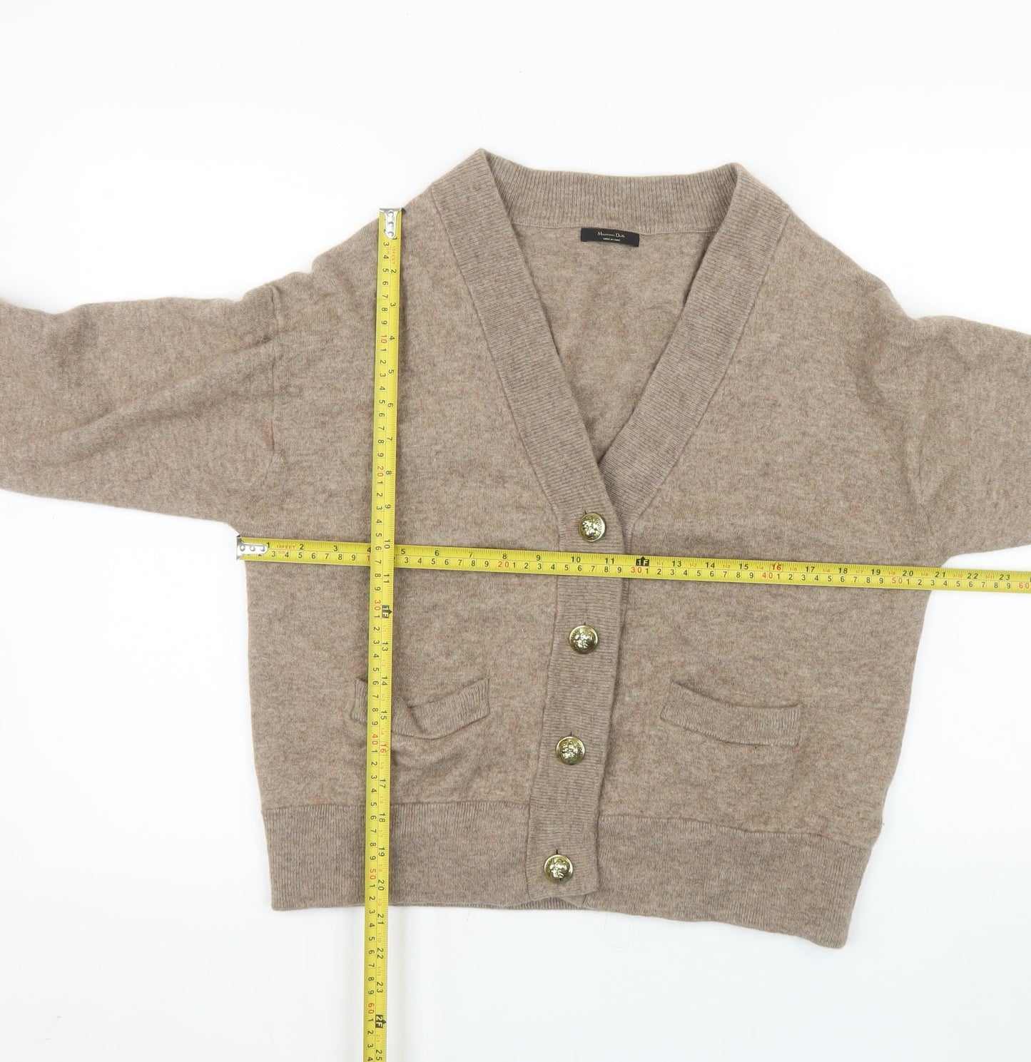 Massimo Dutti Womens Beige Wool Cashmere Cardigan Size 12