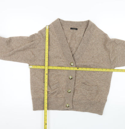 Massimo Dutti Womens Beige Wool Cashmere Cardigan Size 12