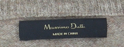 Massimo Dutti Womens Beige Wool Cashmere Cardigan Size 12