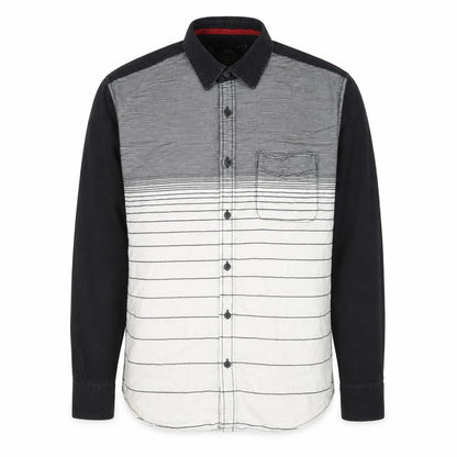 Cross Color Men's Black Striped Long Sleeve Button-Up Shirt L