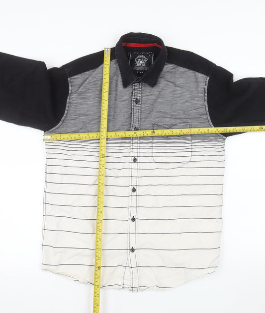 Cross Color Men's Black Striped Long Sleeve Button-Up Shirt L