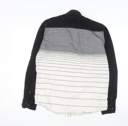 Cross Color Men's Black Striped Long Sleeve Button-Up Shirt L