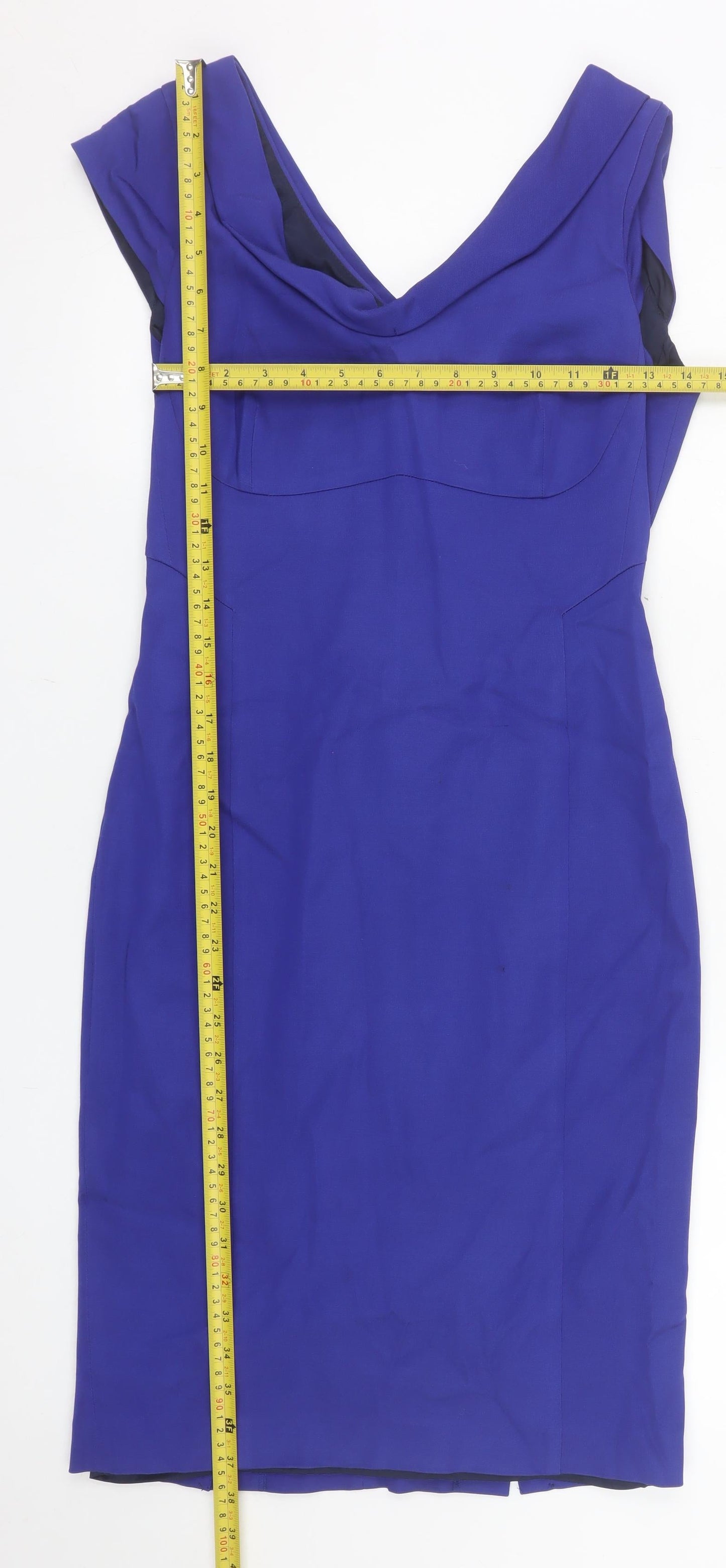 Reiss Women Blue Size 10 Sheath Knee Length V-Neck Dress