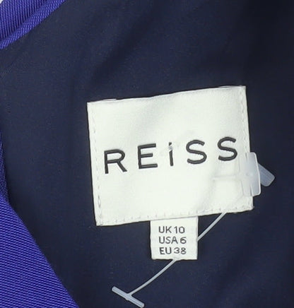 Reiss Women Blue Size 10 Sheath Knee Length V-Neck Dress