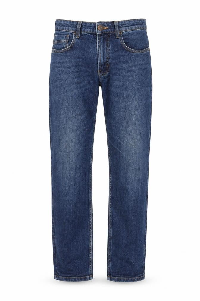 Front view of Dunnes Men’s Blue Straight Denim Jeans 32W 32L Regular Fit
