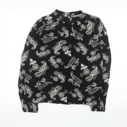 Marks and Spencer Women's Black Paisley Long Sleeve Viscose Blouse Size 8