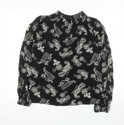 Marks and Spencer Women's Black Paisley Long Sleeve Viscose Blouse Size 8