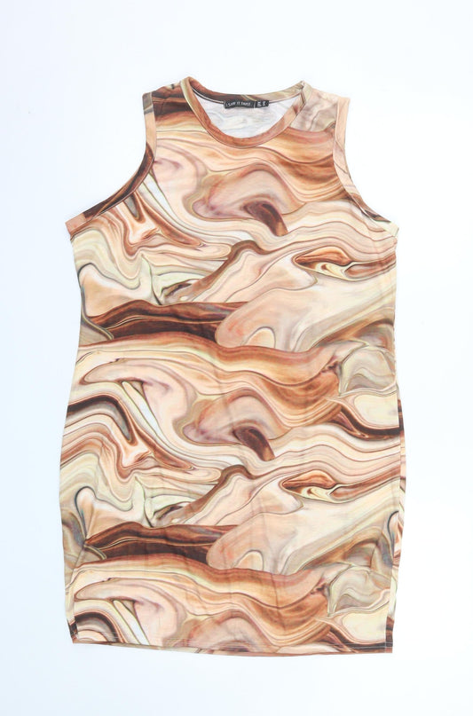 I Saw It First Womens Brown Bodycon Sleeveless Dress Size 20