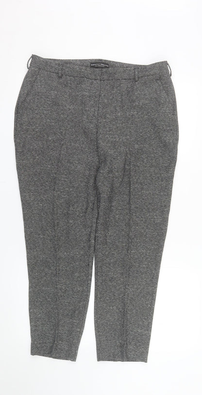 Dorothy Perkins Women Grey Herringbone Slim Tapered Trousers Size 12