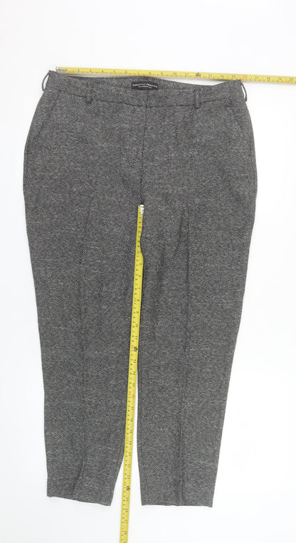 Dorothy Perkins Women Grey Herringbone Slim Tapered Trousers Size 12