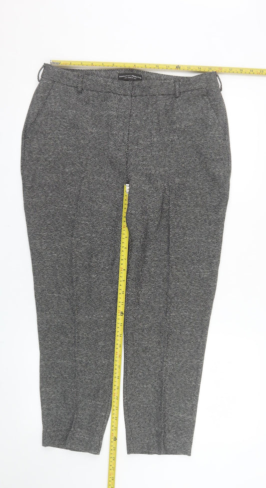 Dorothy Perkins Women Grey Herringbone Slim Tapered Trousers Size 12