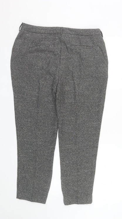 Dorothy Perkins Women Grey Herringbone Slim Tapered Trousers Size 12