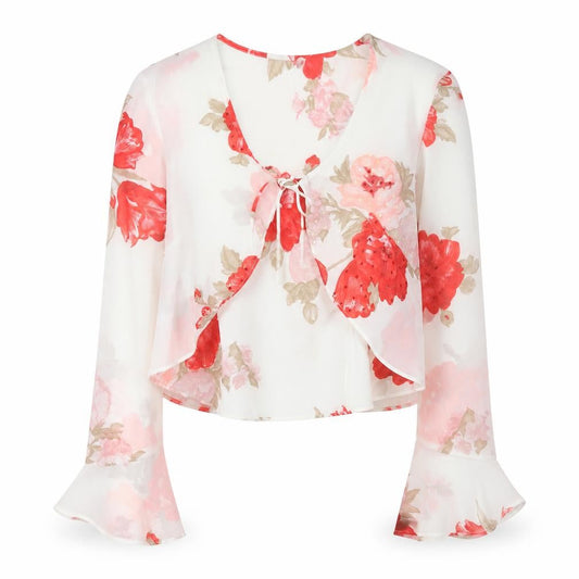 Libra Womens Multicoloured Floral Chiffon Wrap Blouse Size 10
