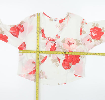 Libra Womens Multicoloured Floral Chiffon Wrap Blouse Size 10