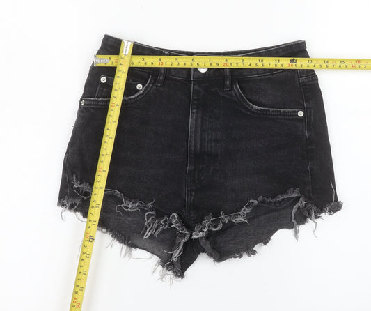 Zara Women’s Black High Rise Cut-Off Denim Shorts Size 8