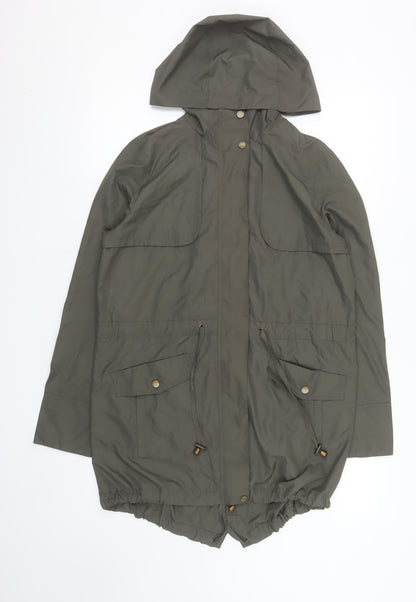 New Look Women's Khaki Green Hooded Parka Jacket Size 8