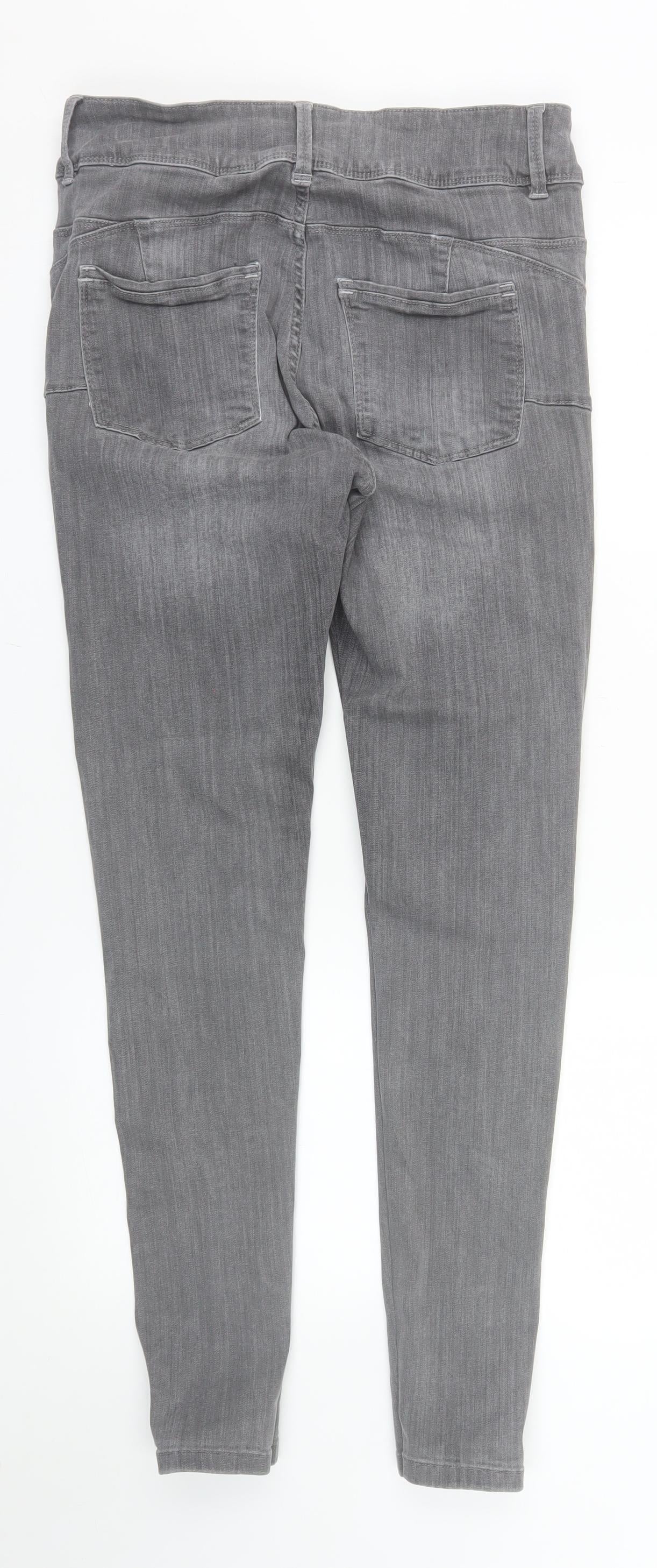 Next Women’s Grey Skinny Jeans Size 14L Tall Stretch Denim