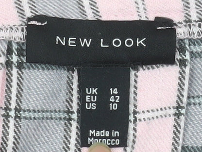 New Look Women's Pink Plaid Pleated Short Skirt Size 14