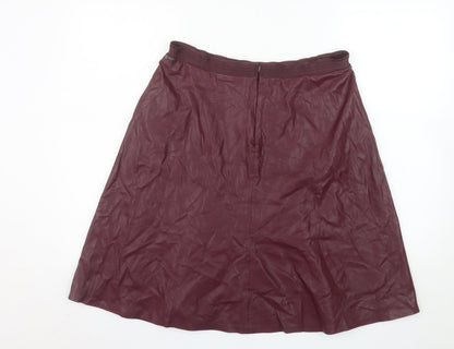 Comma Women's Purple A-Line Faux Leather Skirt Size 10