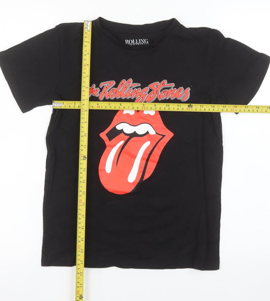NEXT Girls Black Rolling Stones Graphic Band T-Shirt 10-11 Years