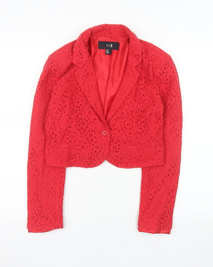 Forever 21 Women Red Lace Cropped Blazer Medium