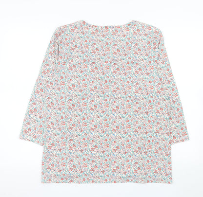 Lighthouse Womens Floral V-Neck Long Sleeve Cotton Top Size 14