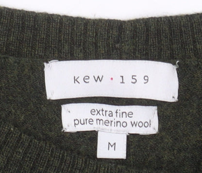 Kew 159 Women’s Green Merino Wool Button Back Crew Neck Jumper M