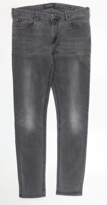 Scotch & Soda Mens Grey Slim Straight Jeans W34 L34 Denim