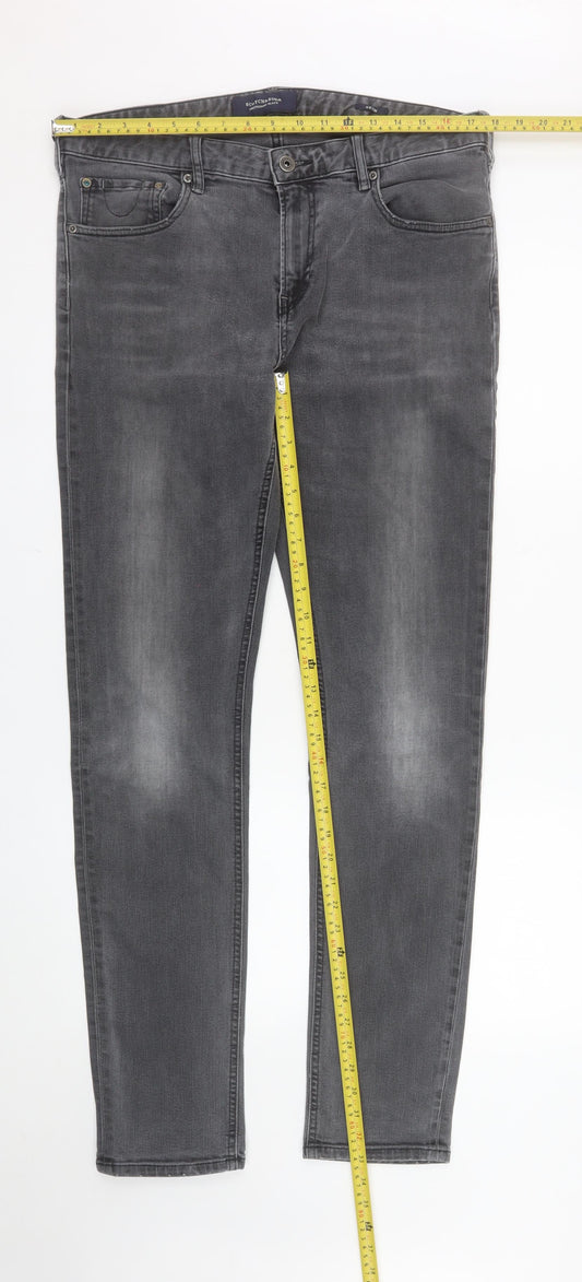 Scotch & Soda Mens Grey Slim Straight Jeans W34 L34 Denim
