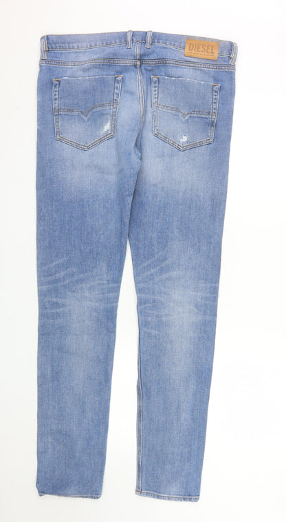 Diesel Men's Blue Slim Fit Distressed Denim Jeans Size 34