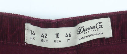 Denim Co Womens Red Corduroy A-Line Skirt UK 14 Short Casual