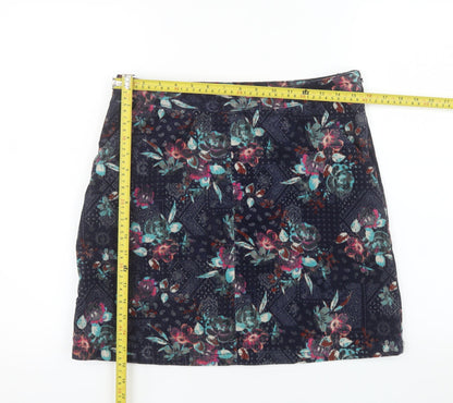 Tu Women’s Blue Floral Corduroy Short Skirt Size 10