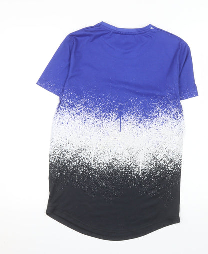 DFND Men's Blue Graphic Ombre Crew Neck T-Shirt XS