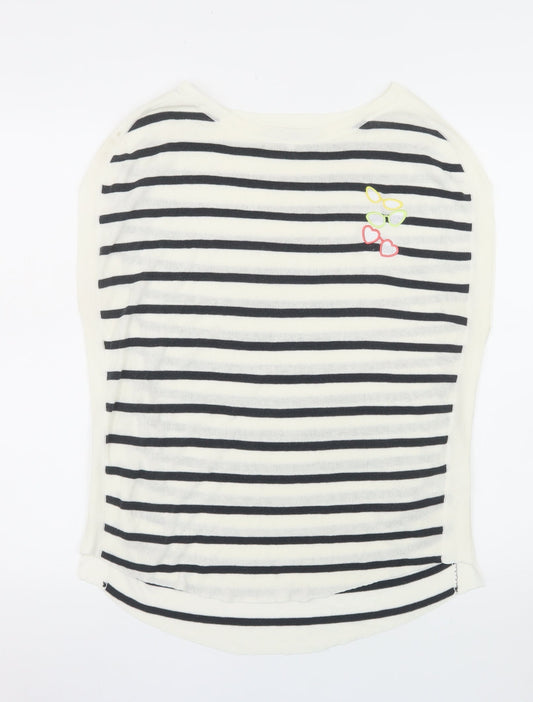 Next Womens White Striped Boat Neck Pullover Jumper XS