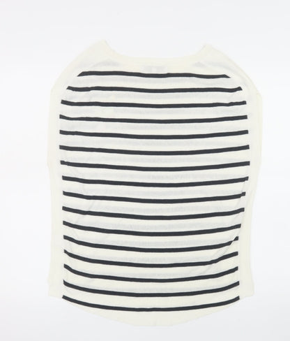 Next Womens White Striped Boat Neck Pullover Jumper XS