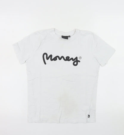 Money Boys White Logo T-Shirt 9-10 Years Short Sleeve Cotton