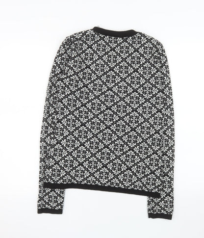 Boohoo Womens Black Geometric Knit Pullover Jumper M/L