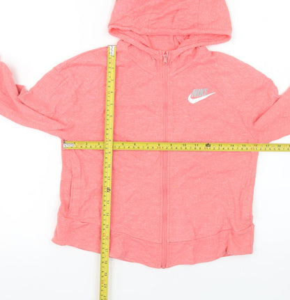 Nike Womens Pink Full Zip Hoodie Jacket Size M Cotton Lightweight
