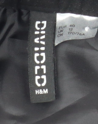H&M Divided Women's Black A-Line Button Short Skirt UK 12