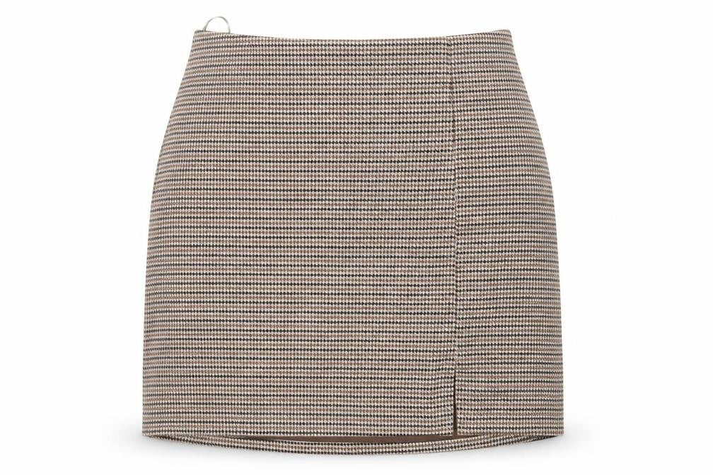 New Look Women Brown Check Pencil Skirt Size 16 Lined Workwear