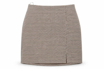New Look Women Brown Check Pencil Skirt Size 16 Lined Workwear