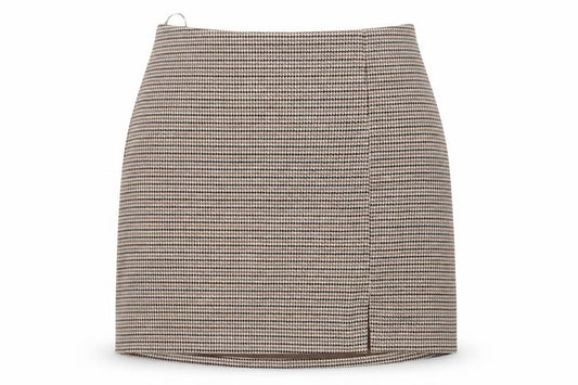 New Look Women Brown Check Pencil Skirt Size 16 Lined Workwear