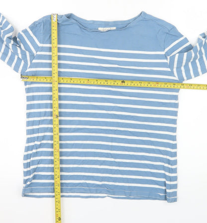Seasalt Women's Blue Striped Boat Neck 3/4 Sleeve Cotton Sailor Top Size 12