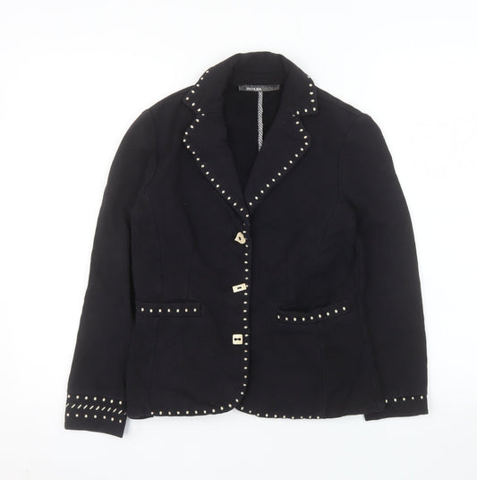 Pianura Studio Women's Black Studded Cotton Blazer Size 14