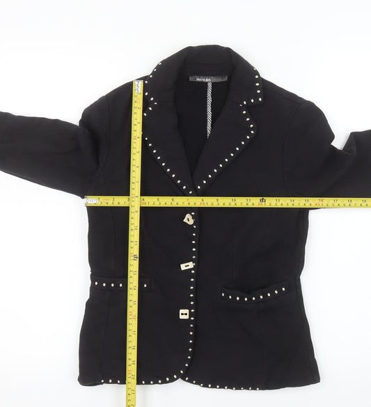 Pianura Studio Women's Black Studded Cotton Blazer Size 14