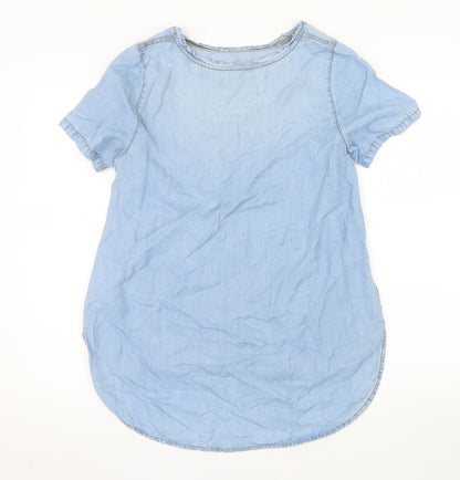 New Look Women Blue Denim Short Sleeve Blouse UK 10 Lyocell
