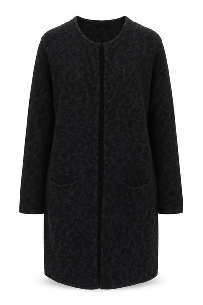 VILA Women’s Black Animal Print Long Coatigan Size L
